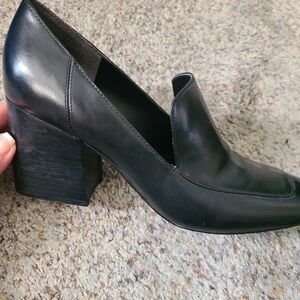 Black Chunky heal loafers